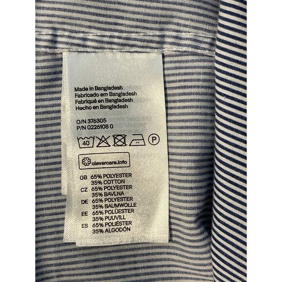 H&M Striped Long Sleeve Collared Button Up Shirt Color Navy Blue/White Size M - Picture 4 of 9